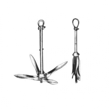 Schirmanker / Klappdraggen Typ B mit Schäkel und schmalen Flunken