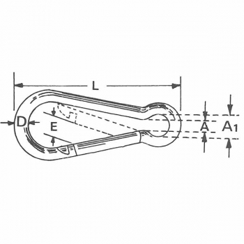 Karabinerhaken Edelstahl AISI 316 poliert - Standard - 7x70mm