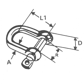 Schäkel Edelstahl AISI 316 gerade mit unverlierbarem Bolzen  - 5mm