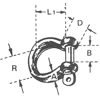 Schäkel Edelstahl AISI 316 poliert geschweift (H) - 12mm