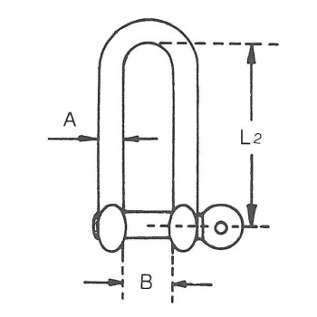 Schäkel Edelstahl AISI 316 poliert Form lang (D) - 8mm