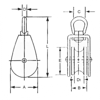 Mini 1-Scheiben Block - Edelstahl AISI304 - poliert - 50x14mm mit Hundsfott